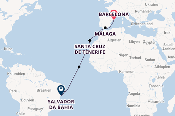 Transatlantik ab Barcelona, Spanien auf der MSC Virtuosa
