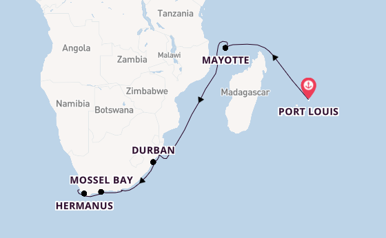 South Africa from Port Louis, Mauritius with the HANSEATIC spirit