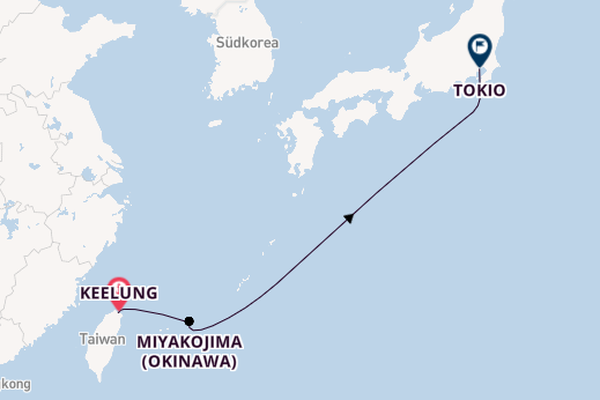 Ostasien ab Keelung, Taiwan auf der MSC Bellissima