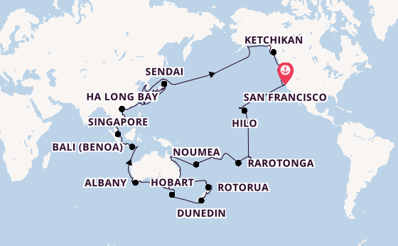 Transpacific from San Francisco, California with the Seven Seas Splendor