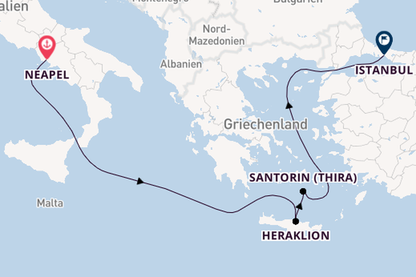 Mittelmeer ab Neapel, Italien auf der MSC Fantasia