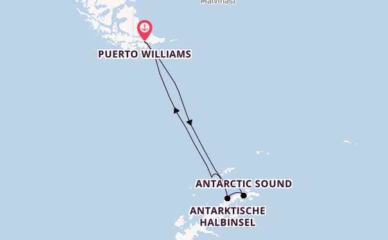 Antarktis ab Puerto Williams, Chile auf der Silver Cloud