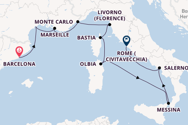Western Mediterranean from Barcelona, Spain with the Nautica