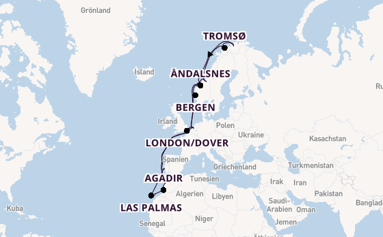 Norwegen ab Rotterdam, Niederlande auf der Nieuw Statendam