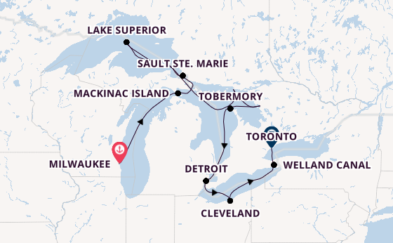 North America from Milwaukee, Wisconsin, USA with the HANSEATIC inspiration