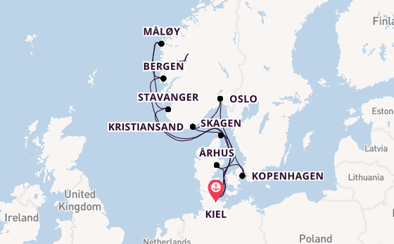 Noorwegen vanaf Kiel, Duitsland met AIDAnova