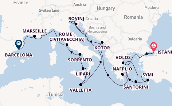 Mediterranean Sea from Istanbul, Turkey with the Seabourn Ovation 