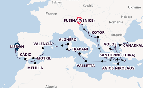 Mediterranean from Fusina (Venice) with the Seabourn Ovation 