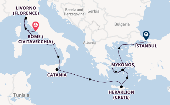 Mediterranean Sea from Rome (Civitavecchia), Italy with the Norwegian Viva