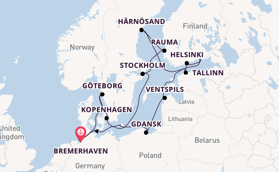Europa vanaf Bremerhaven, Duitsland met de Amera
