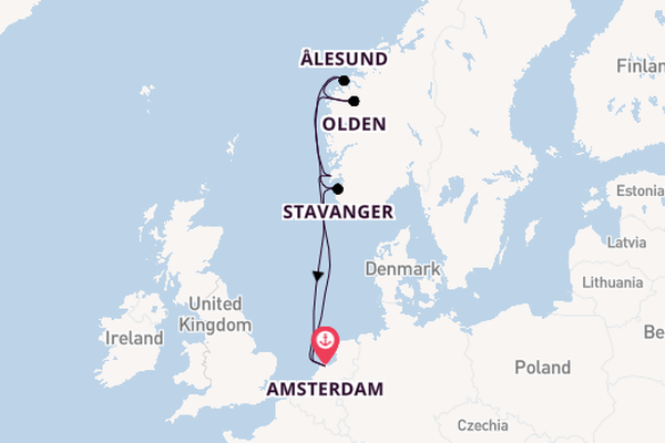 Noorwegen vanaf Amsterdam, Nederland met de Celebrity Eclipse