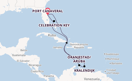 Karibik ab Port Canaveral, USA auf der Carnival Festivale