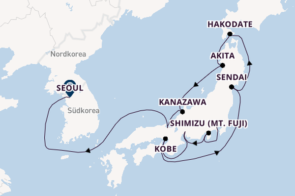 Japan ab Yokohama (Tokio), Japan auf der Norwegian Jade