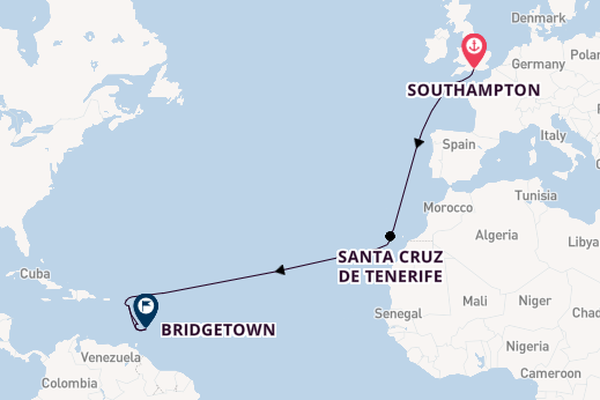 Caribbean from Southampton, England with the Arvia