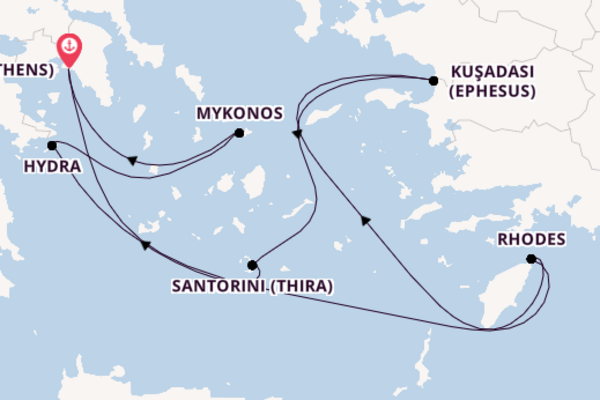 Eastern Mediterranean from Piraeus (Athens), Greece with the Celebrity Infinity