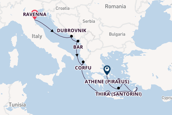 Oostelijke Middellandse Zee vanaf Ravenna, Italië met de Celebrity Eclipse