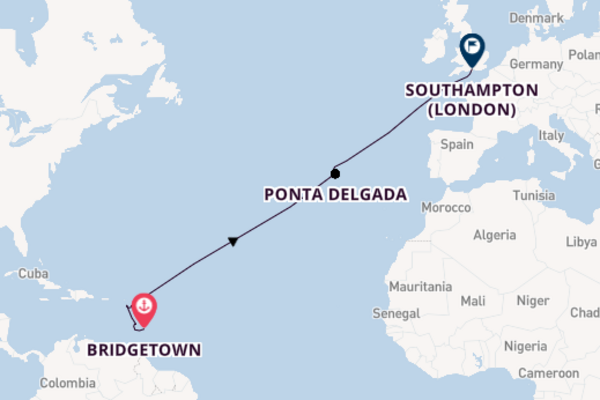 Cruising with P&O Cruises from Bridgetown to Southampton