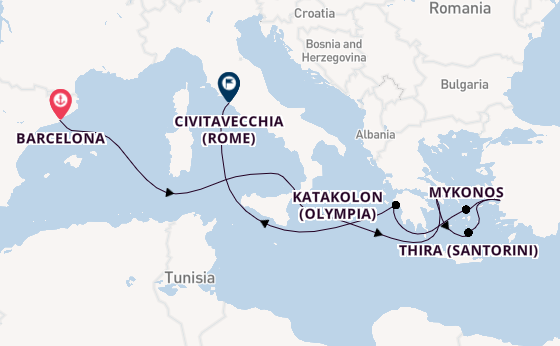 Middellandse Zee vanaf Barcelona, Spanje met de Celebrity Equinox