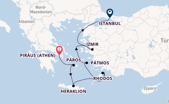 Östliches Mittelmeer ab Piräus (Athen), Griechenland auf der Sonata (Oceania)