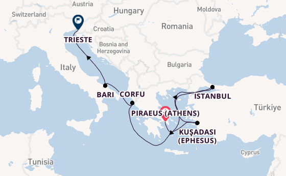 Mediterranean from Piraeus (Athens), Greece with the MSC Fantasia