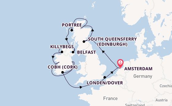Britse Eilanden vanaf Amsterdam, Nederland met de Nieuw Statendam