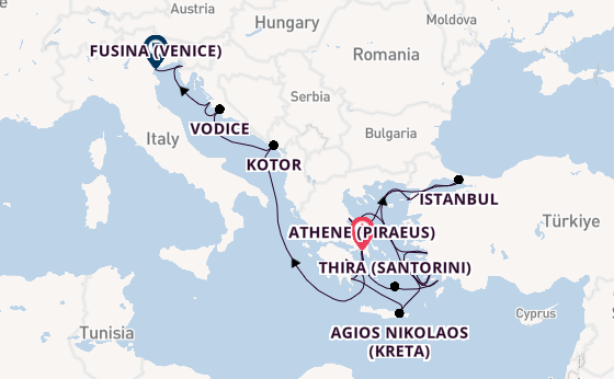 Oostelijke Middellandse Zee vanaf Athene (Piraeus), Griekenland met de Seabourn Ovation