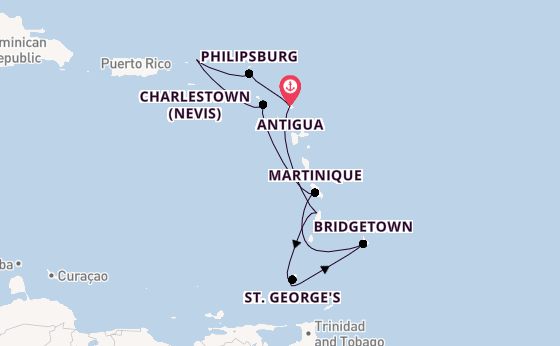 Southern Caribbean from Antigua, Antigua and Barbuda with the Arvia