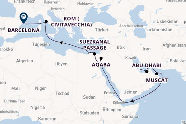 Naher Osten ab Doha, Katar auf der MSC Euribia