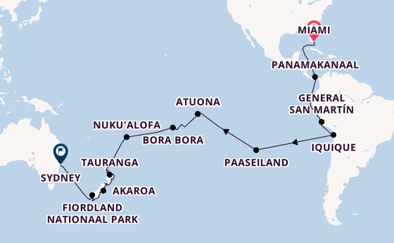 Transpacifisch vanaf Miami, Verenigde Staten met de Seabourn Quest