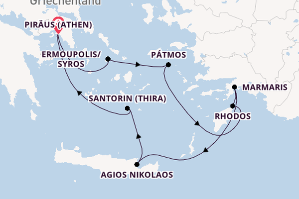 Östliches Mittelmeer ab Piräus (Athen), Griechenland auf der Azamara Onward