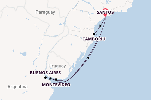 South America from Santos, Brazil with the MSC Meraviglia