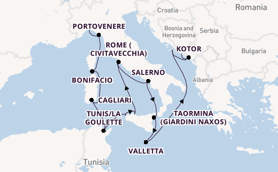 Mediterranean Sea from Genoa, Italy with the Seabourn Ovation 
