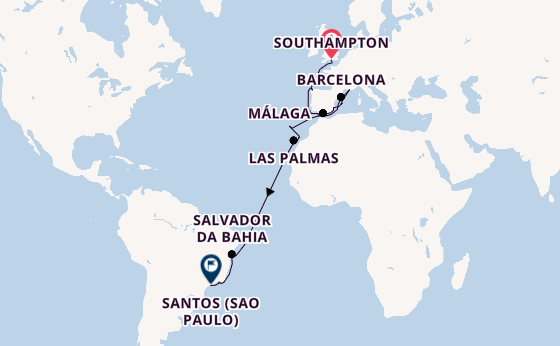 Transatlantik ab Southampton, Großbritannien auf der MSC Virtuosa