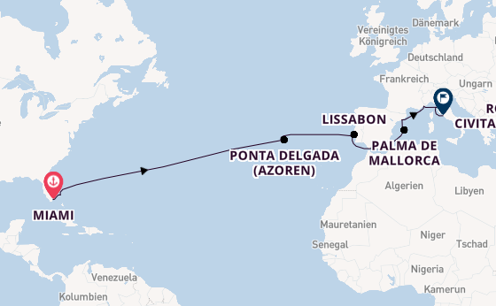 Transatlantik ab Miami auf der Norwegian Sun