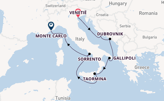 Middellandse Zee vanaf Venetië, Italië met de Silver Ray
