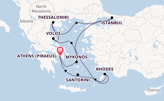 Eastern Mediterranean from Athens (Piraeus), Greece with the Silver Spirit