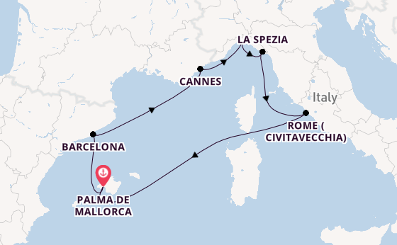 Western Mediterranean from Palma de Mallorca, Spain with the MSC Grandiosa