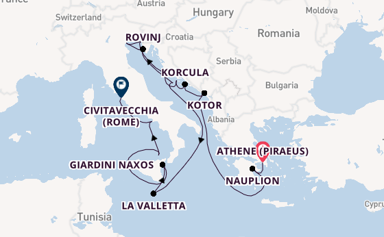 Middellandse Zee vanaf Athene (Piraeus), Griekenland met de Seabourn Ovation