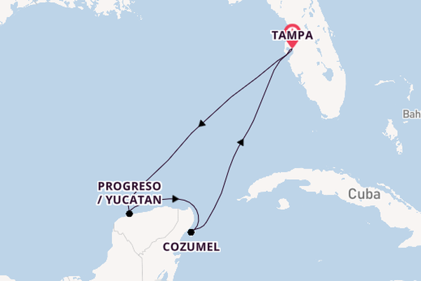 Western Caribbean from Tampa, Florida, USA with the Radiance of the Seas