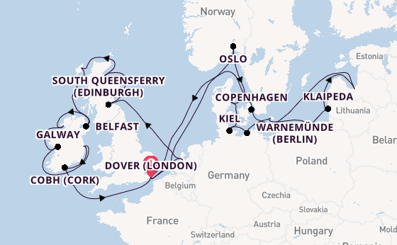 British Isles from Dover (London), England, United Kingdom with the Nieuw Statendam