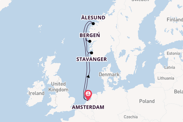 Noorwegen vanaf Amsterdam, Nederland met de Celebrity Eclipse