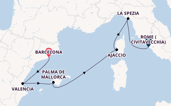 Western Mediterranean from Barcelona, Spain with the Queen Elizabeth