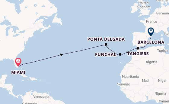 Transatlantic from Miami, Florida, USA with the Valiant Lady