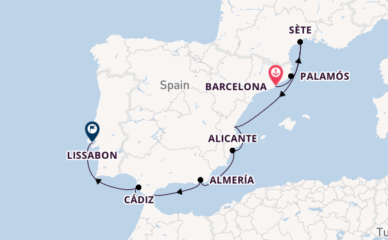 Westelijke Middellandse Zee vanaf Barcelona, Spanje met de Seven Seas Mariner