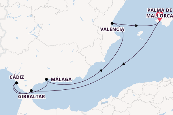 Westliches Mittelmeer ab Palma de Mallorca, Spanien auf der Mein Schiff 7