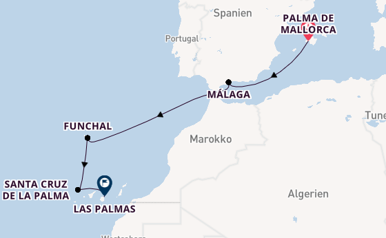 Kanarische Inseln ab Palma de Mallorca, Spanien auf der Mein Schiff 6
