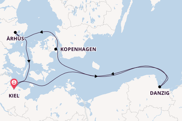 Ostsee ab Kiel, Deutschland auf AIDAperla