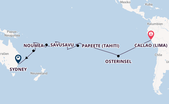 Transpazifik ab Callao (Lima), Peru auf der Seven Seas Mariner