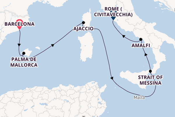 Western Mediterranean from Barcelona, Spain with the Queen Victoria