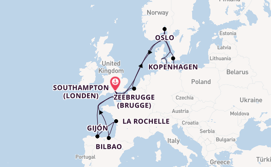 Engeland vanaf Southampton (Londen), Engeland met de MSC Meraviglia